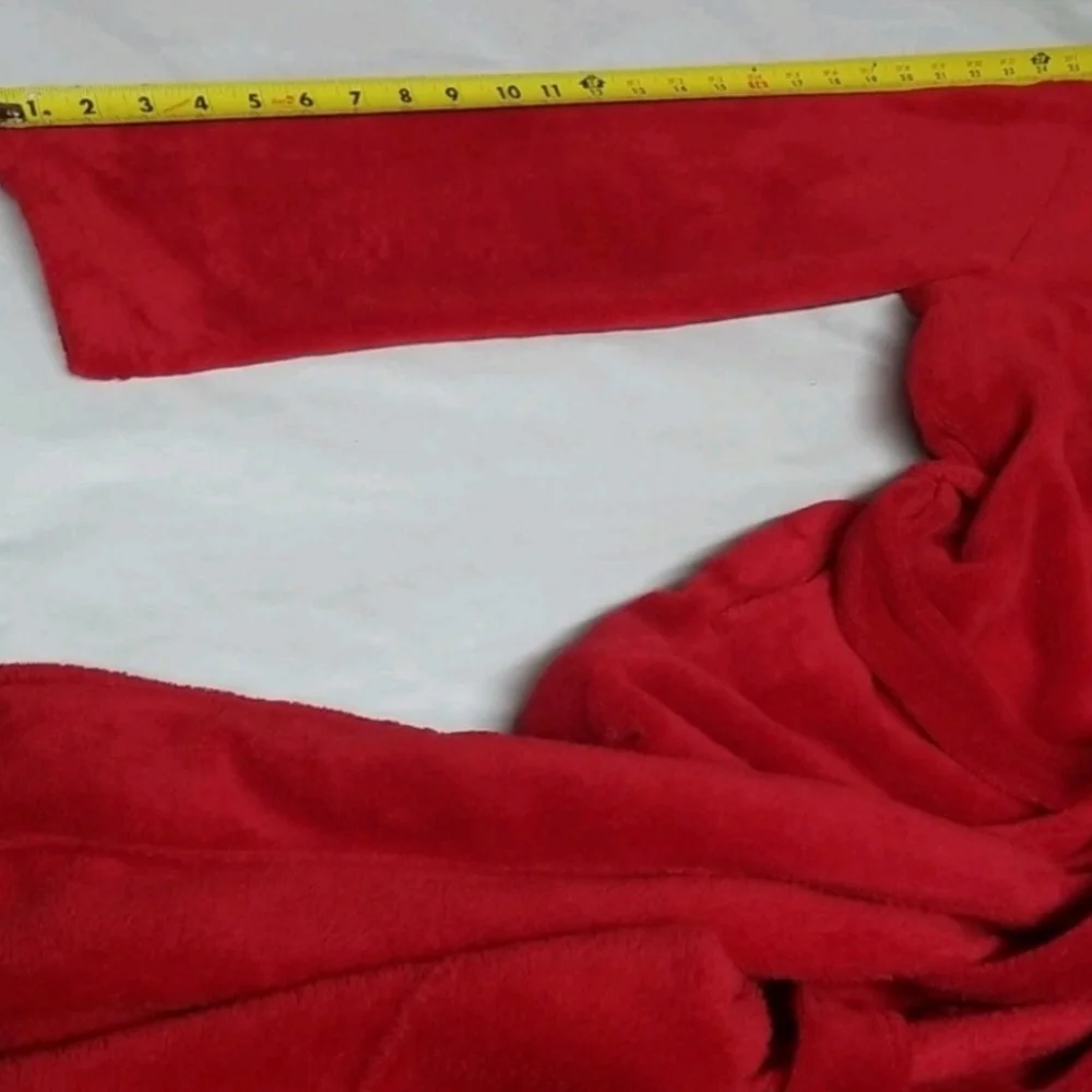 Women's Red Plush Bathrobe Vintage Simply Basic Size M